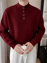 Men's Knit Texture High Neck Long Sleeve Sweater SKUL35120