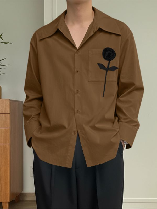 Men's 3D Floral Long Sleeve Shirt SKUL43609