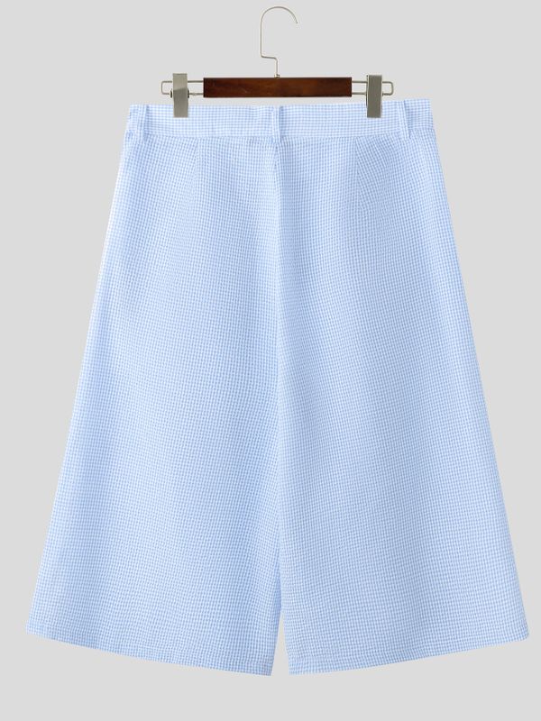 Men's Casual Plaid Wide Leg Short SKUL57697