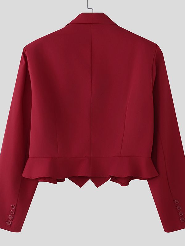 Men's Solid Color Casual Cropped Long Sleeve Blazer SKUL51874