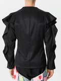 Mens Irregular Sleeve Design Collarless Casual Blazer SKUK34656