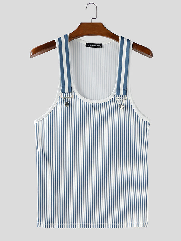 Men's Stripe Contrast Casual Tank SKUL24856