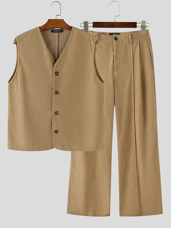 Men's Corduroy Casual Two Pieces Outfit SKUL28180