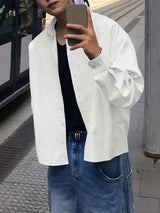 Men's Solid Color Minimalist Long Sleeve Shirt SKUL44023