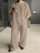Men's Solid Color Semi Sheer Casual Two Pieces Outfit SKUL53020