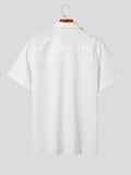 Mens Lace Lapel Cotton Short Sleeve Shirt SKUK47533