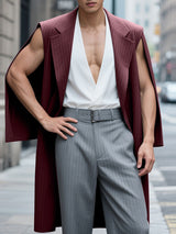 Men's Striped Split Long Sleeve Blazer SKUL22243