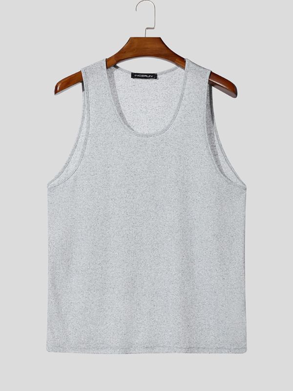 Men's Minimalist Textured Knit Relaxed Fit Scoop Neck Tank SKUL73651