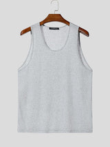 Men's Minimalist Textured Knit Relaxed Fit Scoop Neck Tank SKUL73651
