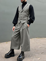 Men's Solid Color Textured Two Pieces Outfit SKUL35110