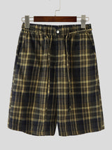 Mens Contrast Color Plaid Casual Short SKUL16652