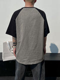 Mens Letter Print Raglan Sleeve Patchwork T-Shirt SKUK08716