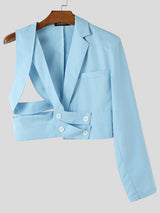 Men's Deconstructed Cut-Out Cropped Long Sleeve Blazer SKUL38995