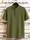 Mens Solid Crease Short Sleeve Henley Shirt SKUK06261