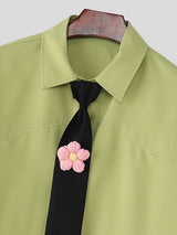 Men's Deconstructed 3D Floral Tie Short Sleeve Shirt SKUL36465