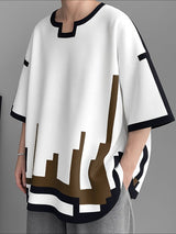 Men's Contrast Color Mosaic Print Short Sleeve T-shirt SKUL37593