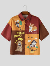 Men's Japanese Harajuku Playful Cartoon Print Short Sleeve Shirt SKUL72692