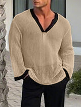 Men's Semi-Sheer Mesh Colorblock Long Sleeve T-Shirt SKUL25963