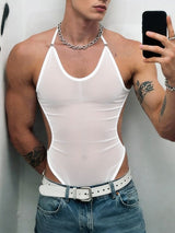Men's Avant-Garde Sheer Mesh Halter Neck Bodysuit SKUL56223