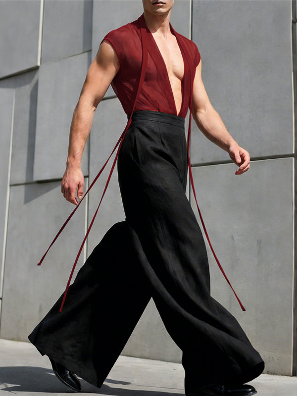 Men's Ribbon Patchwork Sheer Mesh Tank SKUL55610