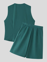 Men's Solid Color Minimalist Casual Two Pieces Outfit SKUL53953