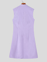 Men's Floral Patchwork Asymmetrical Hem Sleeveless Blazer SKUL23913