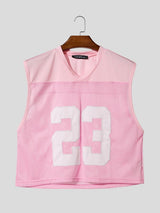 Men's Sexy Avant-Garde Number 23 Mesh Patchwork Cropped Jersey Tank SKUL68486