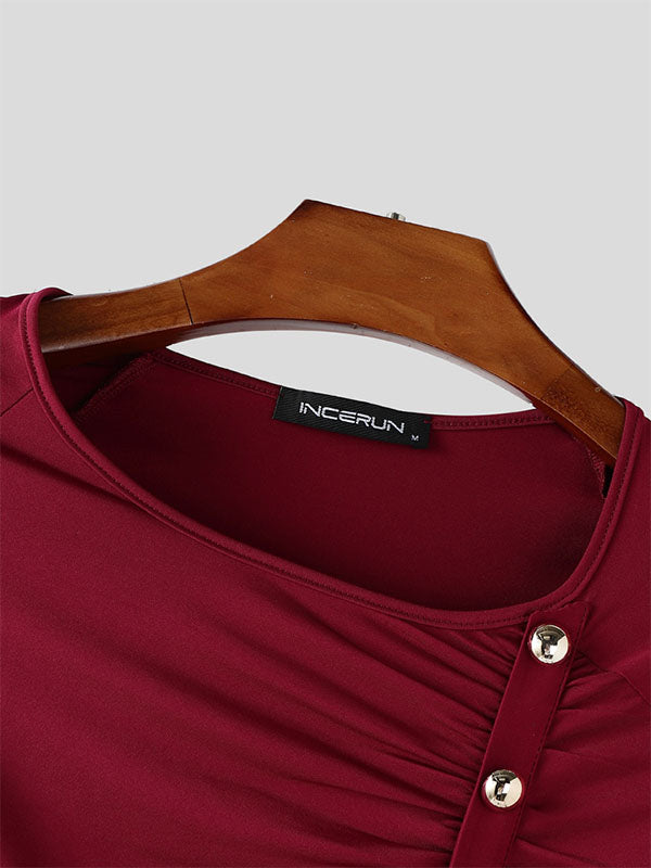 Men's Pleated Knitted Long Sleeve T-Shirt SKUL35081