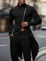 Men's Solid Color Zip Knit Stand Collar Cardigan SKUL47928