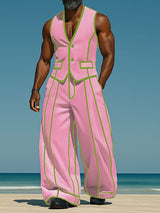 Mens Bold Stripe Colorblock Two Pieces Outfit SKUL23562