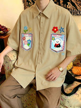 Men's Japanese Harajuku Style Playful Cartoon Print Short Sleeve Shirt SKUL69090