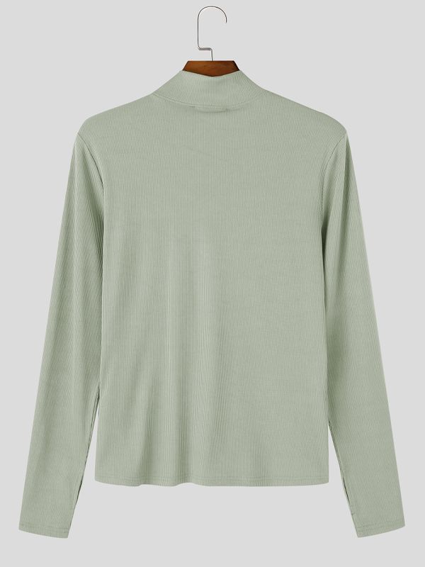 Men's Sporty Techwear Cross-Training Two-Tone Stand Collar Slim-Fit T-shirt SKUL84071