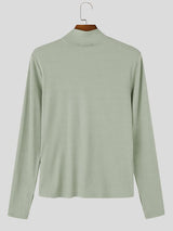 Men's Sporty Techwear Cross-Training Two-Tone Stand Collar Slim-Fit T-shirt SKUL84071