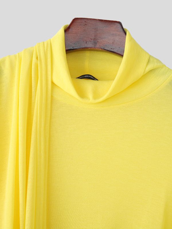 Men's Deconstructed Solid Color Ribbon Long Sleeve T-shirt SKUL44014