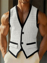 Men's Colorblock Piped Casual Waistcoat SKUL24994
