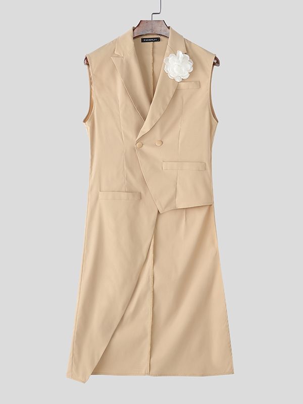 Men's 3D Floral Patchwork Irregular Sleeveless Waistcoat SKUL38534