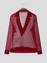 Men's Sheer Mesh V Neck Long Sleeve T-shirt SKUL54086