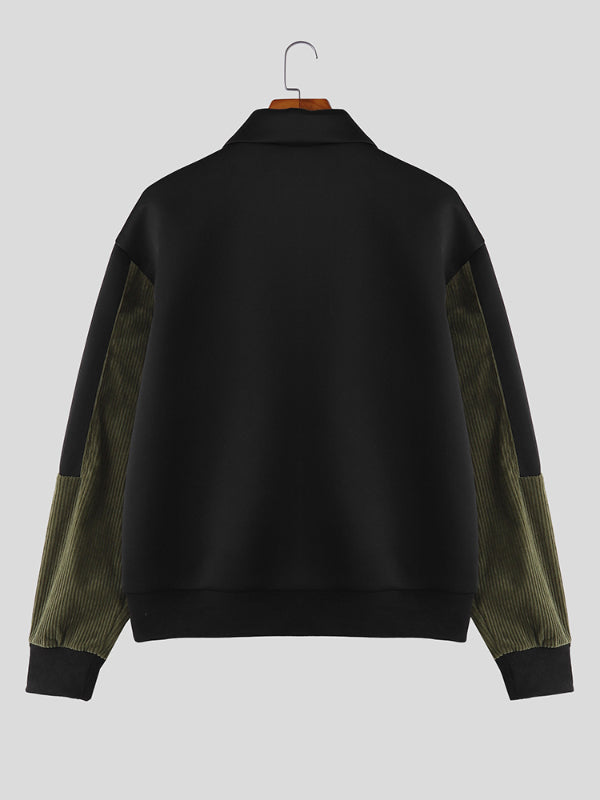 Men's Colorblock Corduroy Long Sleeve Jacket SKUL30494