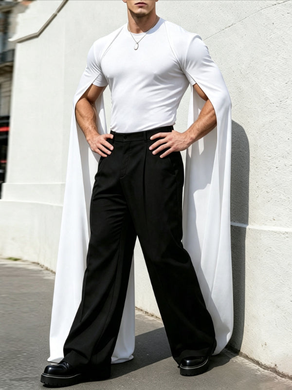 Men's Romantic Avant-Garde Split-Cape T-shirt SKUL80465