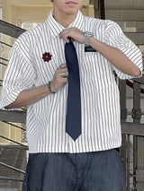 Men's Striped Floral Casual Short Sleeve Shirt SKUL29603