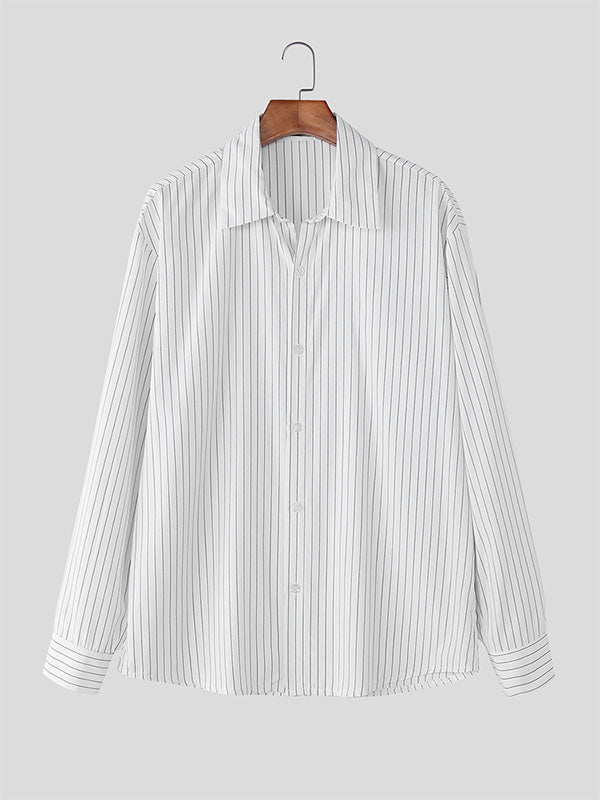 Men's Stripe Casual Long Sleeve Shirt SKUL29588