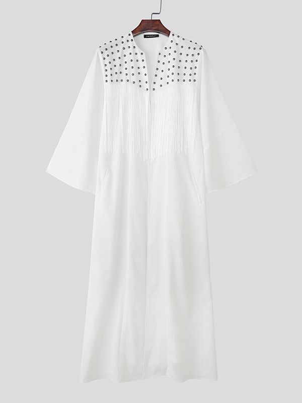 Men's Studded Tassel Flared Sleeve Cardigan SKUL47935