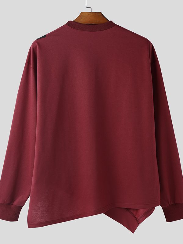 Men's Asymmetric Hem Contrast Long Sleeve Sweatshirt SKUL48662