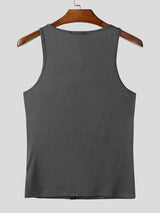 Mens Solid Color Textured Zipper Casual Tank SKUL18002