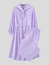 Men's Navy Collar Casual Two Pieces Outfit SKUL36628