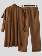 Men's Cape Patchwork Striped Two Pieces Outfit SKUL31937