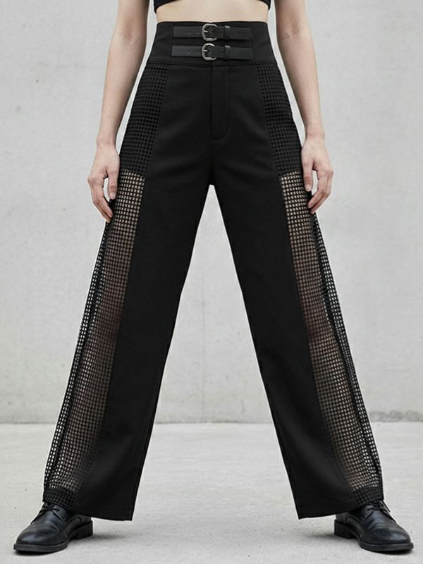 Men's Vertical Mesh Inserts High-Waisted Wide-Leg Pant SKUL59994