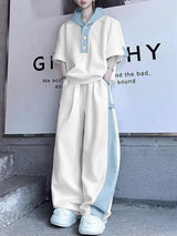 Men's Color Block Hooded Two Pieces Outfit SKUL34187