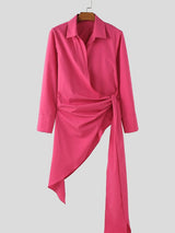 Men's Knotted Stand Collar Long Sleeve Shirt SKUL34072