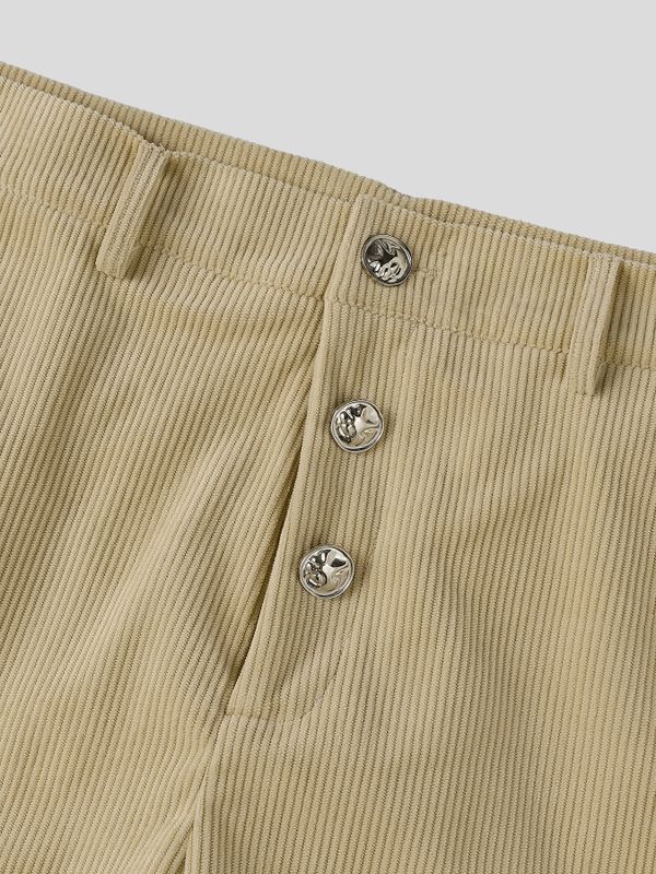 Men's Summer Beach Ribbed Button Fly Short SKUL80348